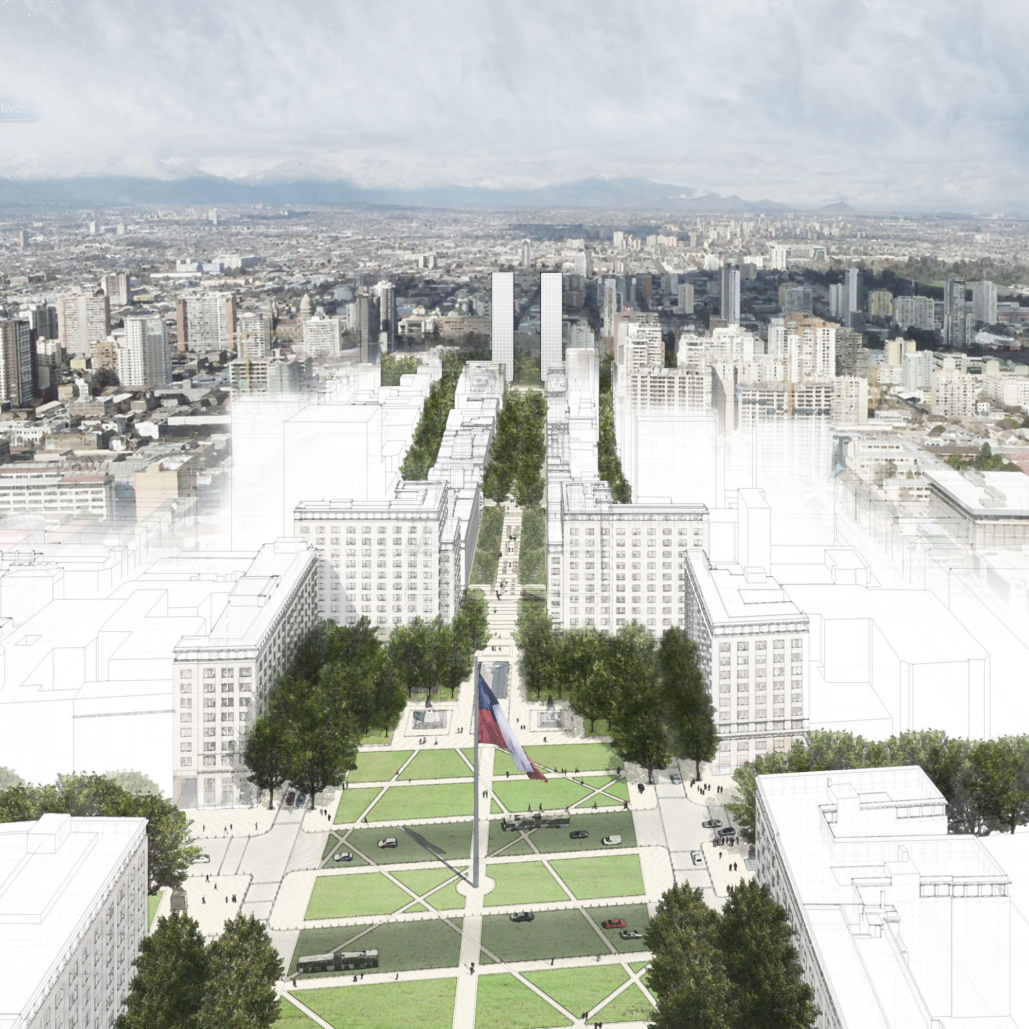 Resultados del Concurso Internacional de ideas para el Plan Maestro Eje Bulnes, Cortesia de Gobierno de Chile