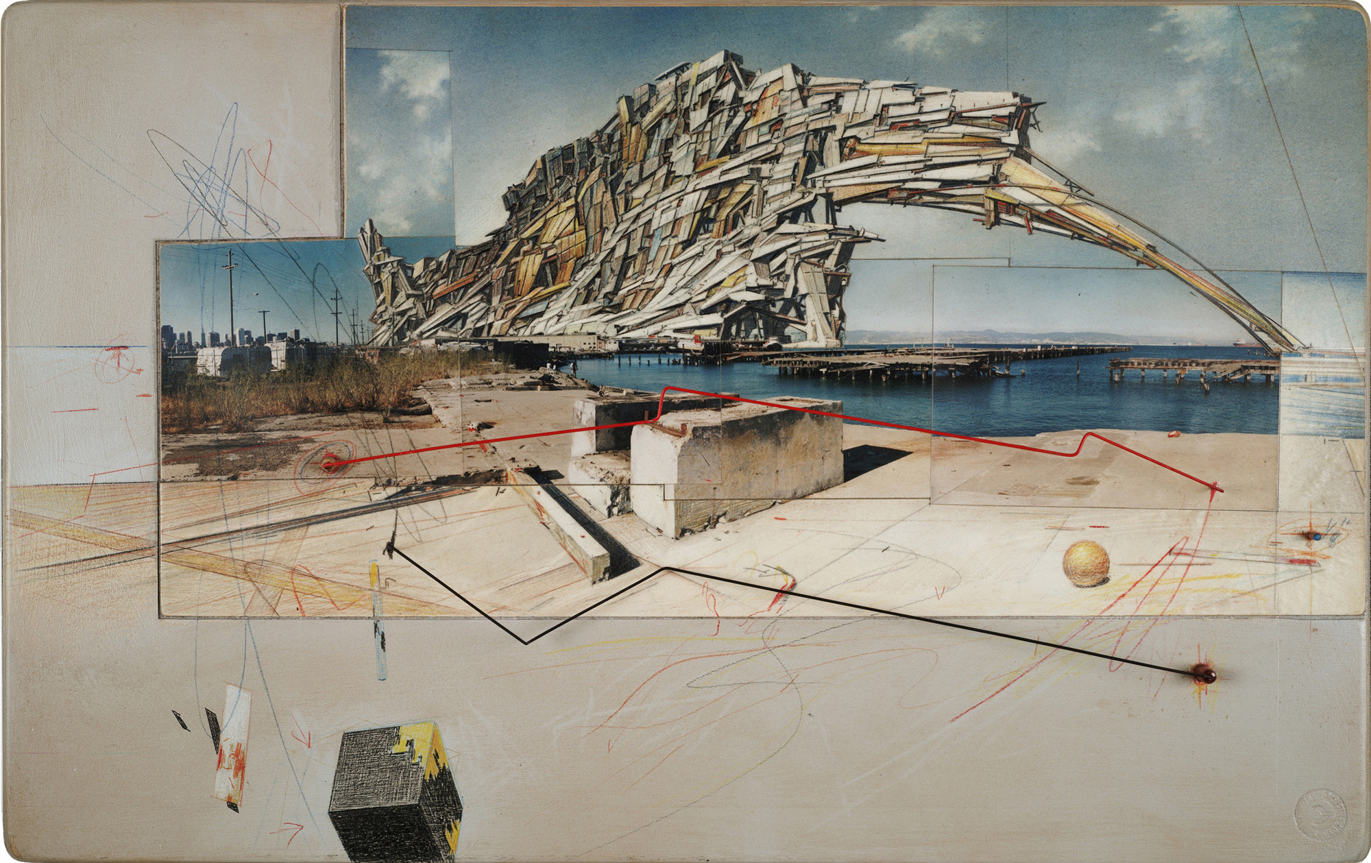 Lebbeus Woods, San Francisco Project: Inhabiting the Quake, Quake City, 1995;; © Estate of Lebbeus Woods