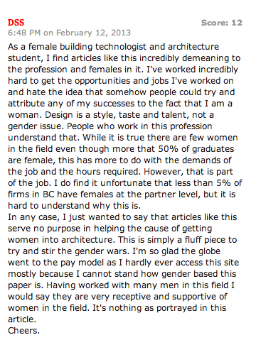 Comment from a related article published on The Globe and Mail.