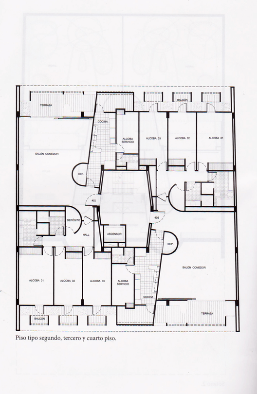 Planta Tipo. Pisos 2, 3, 4