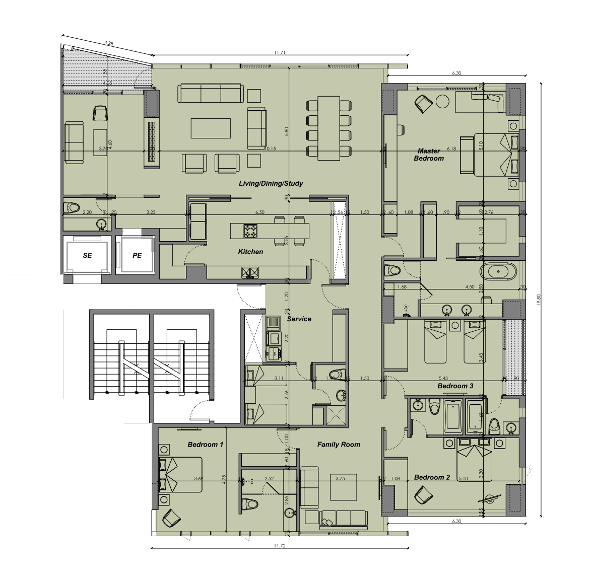 Planta 365 m2