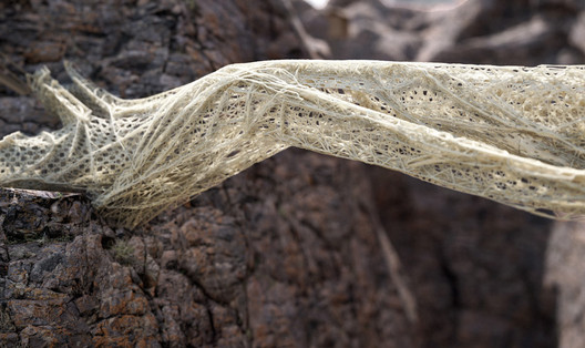 Prototype printing for the Aerial Robotic Bridge Construction program. Image Courtesy of AA.DRL Studio Prototype printing for the Aerial Robotic Bridge Construction program. Image Courtesy of AA.DRL Studio