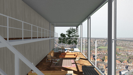 Interior view of Default Grey, a proposal for a domestic tower that provides inhabitants autonomy from debt and enough anonymity to shield them from surveillance. Image Courtesy of Real Foundation Interior view of Default Grey, a proposal for a domestic tower that provides inhabitants autonomy from debt and enough anonymity to shield them from surveillance. Image Courtesy of Real Foundation