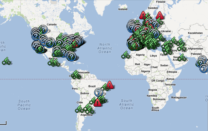 Mapa mundial de bicicletas públicas - Imagem de Destaque