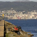 Fishermen warehouses in the port of Cangas / Irisarri + Piñera - Warehouse, Bench, Coast