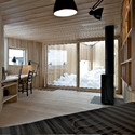 Writers Cottage / JVA - Cabins & Lodges, Bedroom, Door, Beam, Bed, Chair, Table