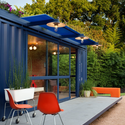 Container Guest House / Poteet Architects - Door, Chair, Garden, Patio