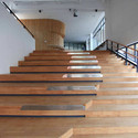 New Jindai Elementary School / TEKTAO - Elementary & Middle School, Stairs, Handrail, Fence, Door, Beam