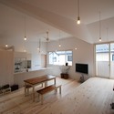 Duplex House in Hiratsuka / LEVEL Architects - Houses, Kitchen, Beam, Table, Bench, Chair