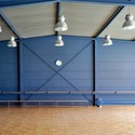 College Sports Hall / archi5 - Recreation & Training, Stairs, Facade, Handrail, Beam, Door