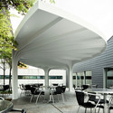 Leaf-Structured Canopy / SAM Architekten und Partner - Table, Chair, Facade, Windows, Patio