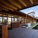 Einosato Nursery School / Shogo Iwata - Schools , Deck, Beam, Facade, Handrail, Chair, Table