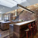 TriBeCa Loft Residence / A+I Design Corp - Table, Countertop, Wood, Chair, Kitchen, Beam, Brick
