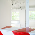 Bularnia / BudCud - Offices Interiors, Kitchen, Door, Facade, Beam, Table, Lighting, Chair