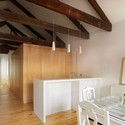 Principe's Box House / u+a arquitectura - Houses Interiors, Kitchen, Beam, Lighting, Countertop, Chair, Table
