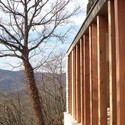 Extensión del Santuario Madonna della Rosa / Studioartec - Restauraciones, Fijación Vigas, Fachada, Bosque