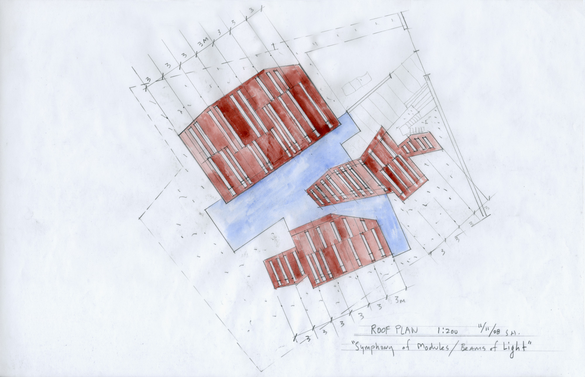 Fusing Architecture and Music: Philip Kennicott Describes the Inspiration Behind Steven Holl’s Daeyang Gallery and House, A watercolor by architect Steven Holl was an early step toward translating an obscure musical score by István Anhalt into a new home and gallery in Seoul, South Korea © Iwan Baan