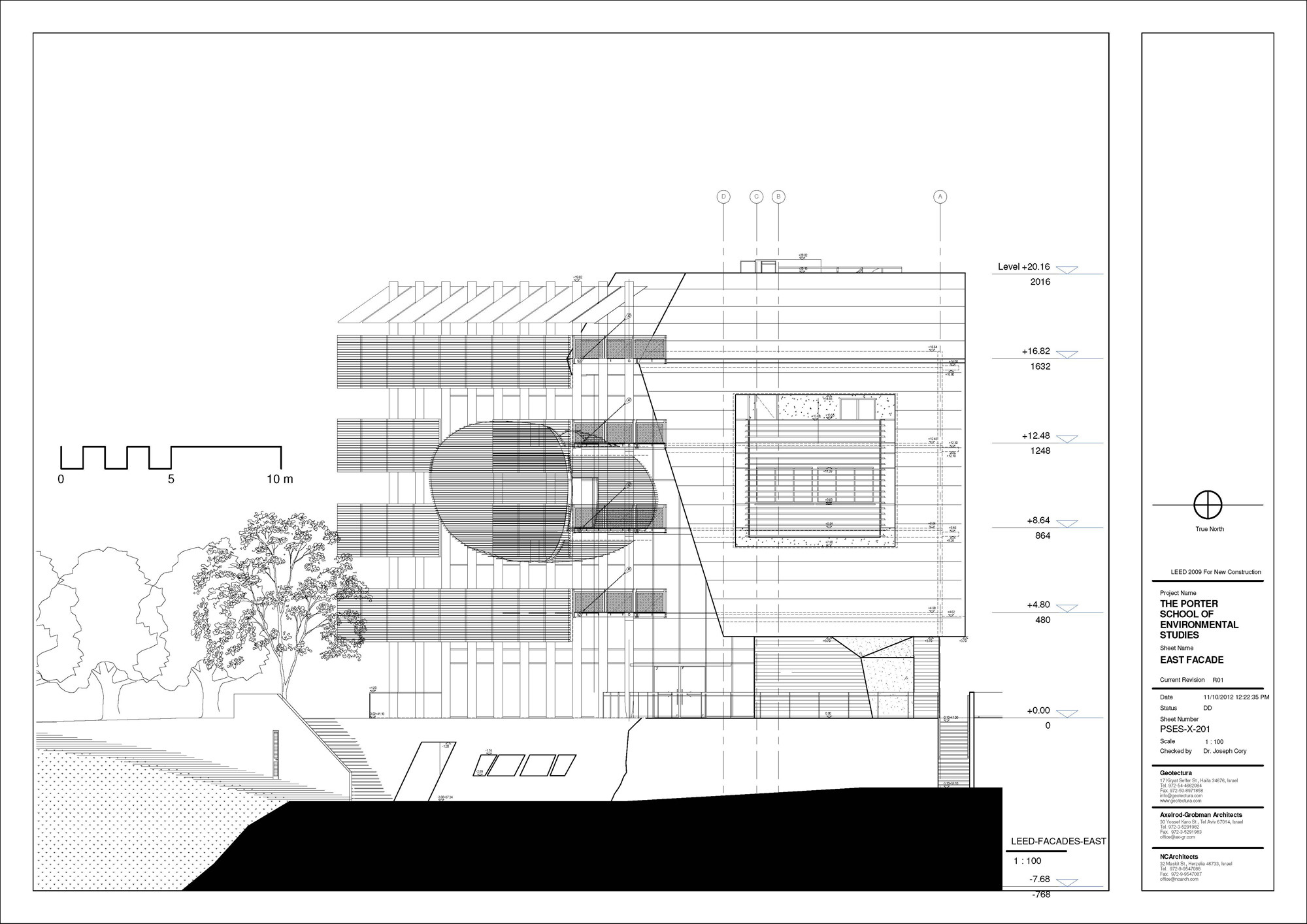 East Facade; Courtesy of Geotectura, Axelrod-Grobman Architects, NCArchitects