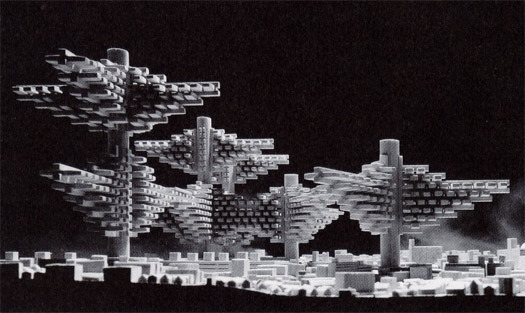 "Cities in the Air" model by Arata Isozaki (1960). Image © Design Observer