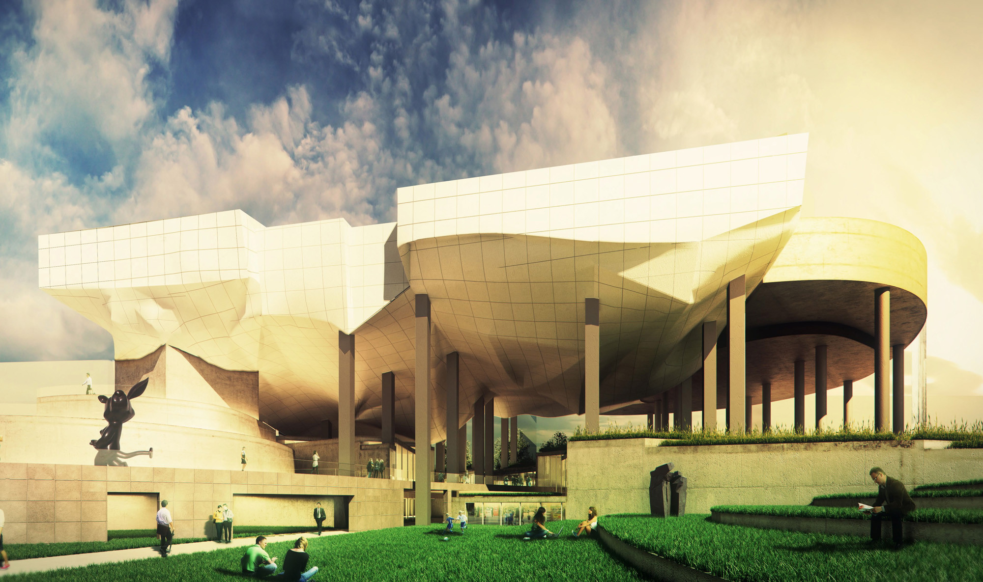 Third Prize. Image Courtesy of Eisenman Architects via Taichung City Cultural Center