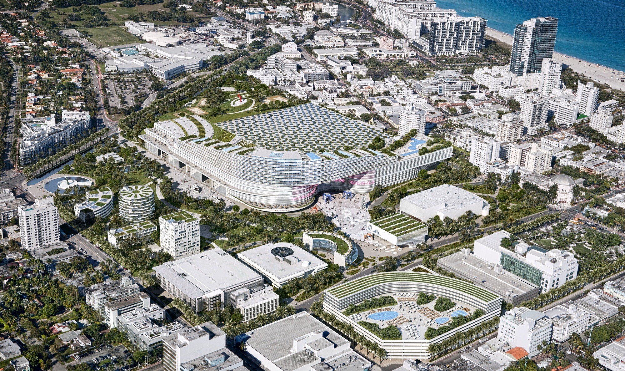 South Beach ACE and OMA-winning scheme; view from SW. Image © OMA