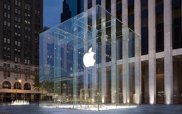 Snowblower Shatters Panel of Apple Cube