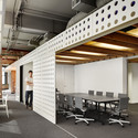 Mozilla YVR / Hughes Condon Marler Architects - Offices Interiors, Beam, Door, Table, Chair, Bench