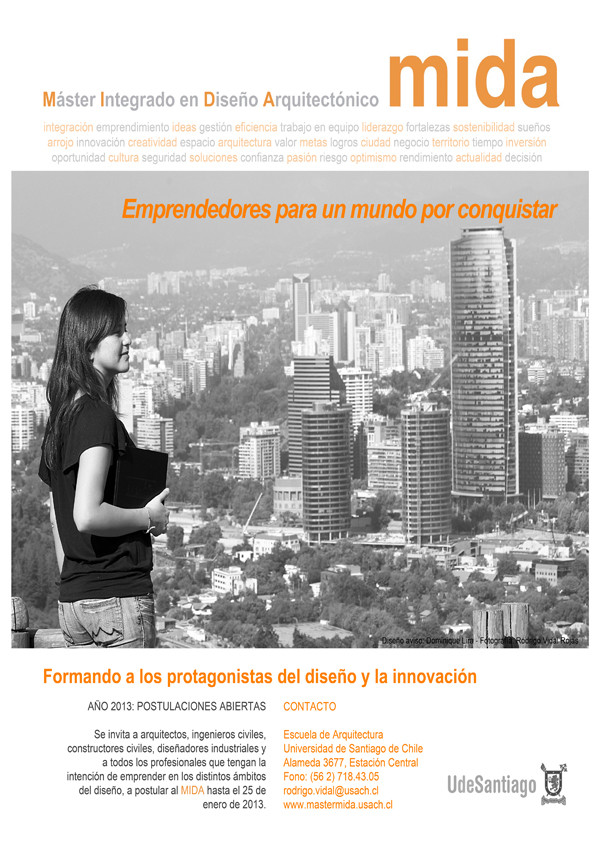 Inscripciones Abiertas Al Master Integrado En Diseno Arquitectonico De La Usach Mida Chile Plataforma Arquitectura
