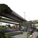 Proyecto de Ciclopista Aérea por BAAQ´ / Ciudad de México - Infraestructura, Fijación Vigas