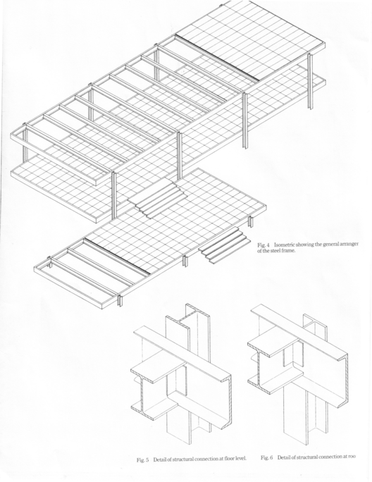 Detalle estructura Casa Farnsworth (1946)
