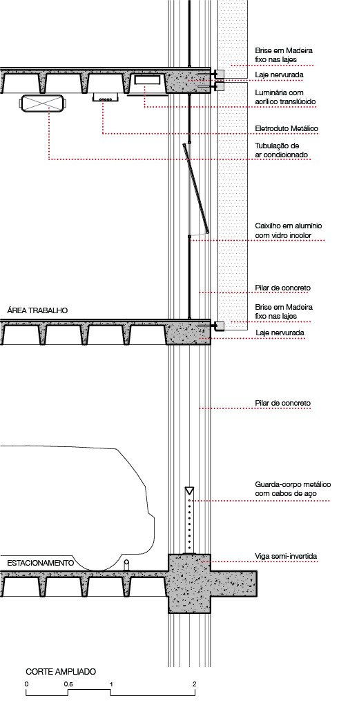 Corte ampliado. Image Courtesy of Equipe do projeto