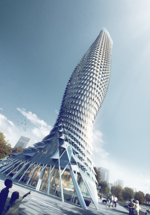 RMJM Designs Fish-Inspired Tower Clad with Aluminum Scales  - Image 1 of 12