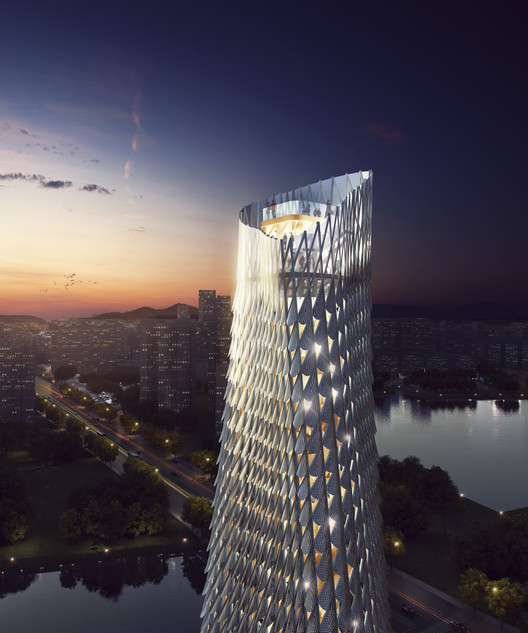 RMJM Designs Fish-Inspired Tower Clad with Aluminum Scales  - Cityscape