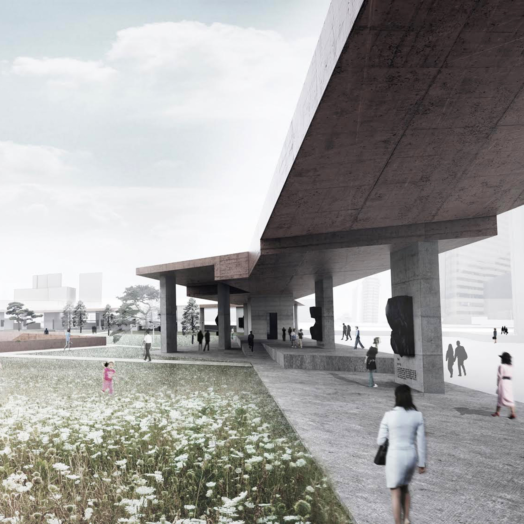PWFERRETTO Propose an "Active Monument" as Seoul's Seosomun Memorial Park, Memorial Wall. Image Courtesy of PWFERRETTO / ESOU Architects