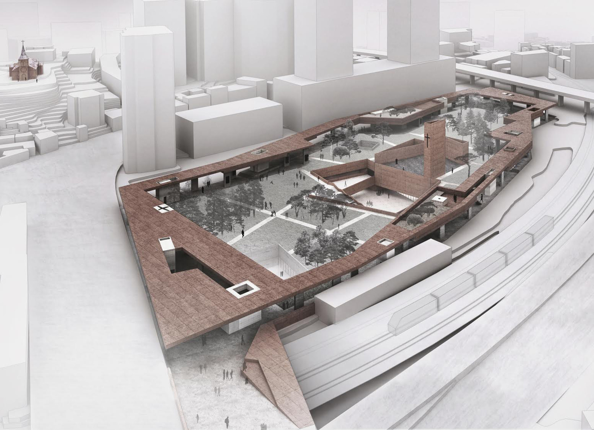 Aerial View. Image Courtesy of PWFERRETTO / ESOU Architects