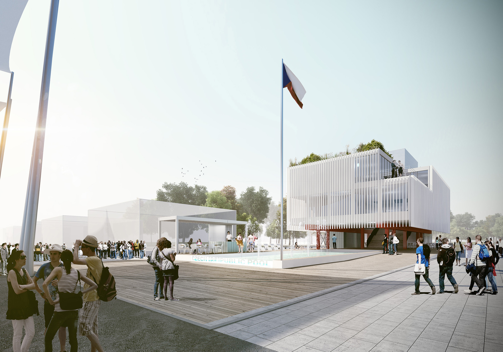 Milan Expo 2015: Czech Pavilion by Chybik + Kristof is Centered Around a Swimming Pool, © Miss3 courtesy of Chybik + Kristof Associated Architects