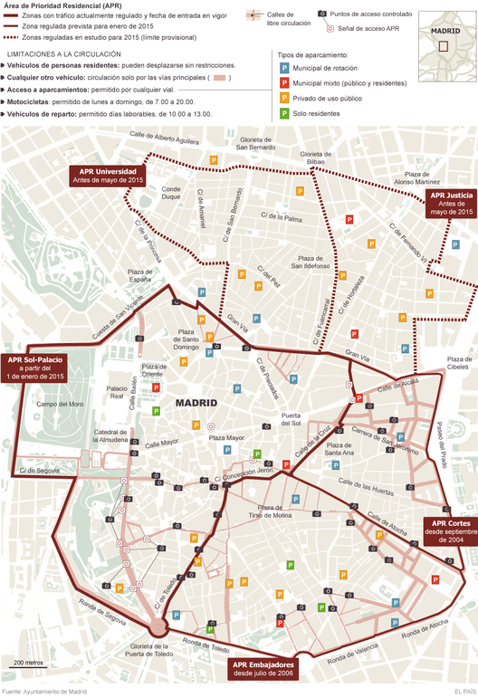 Áreas de Prioridade Residencial en Madrid. Fonte El País