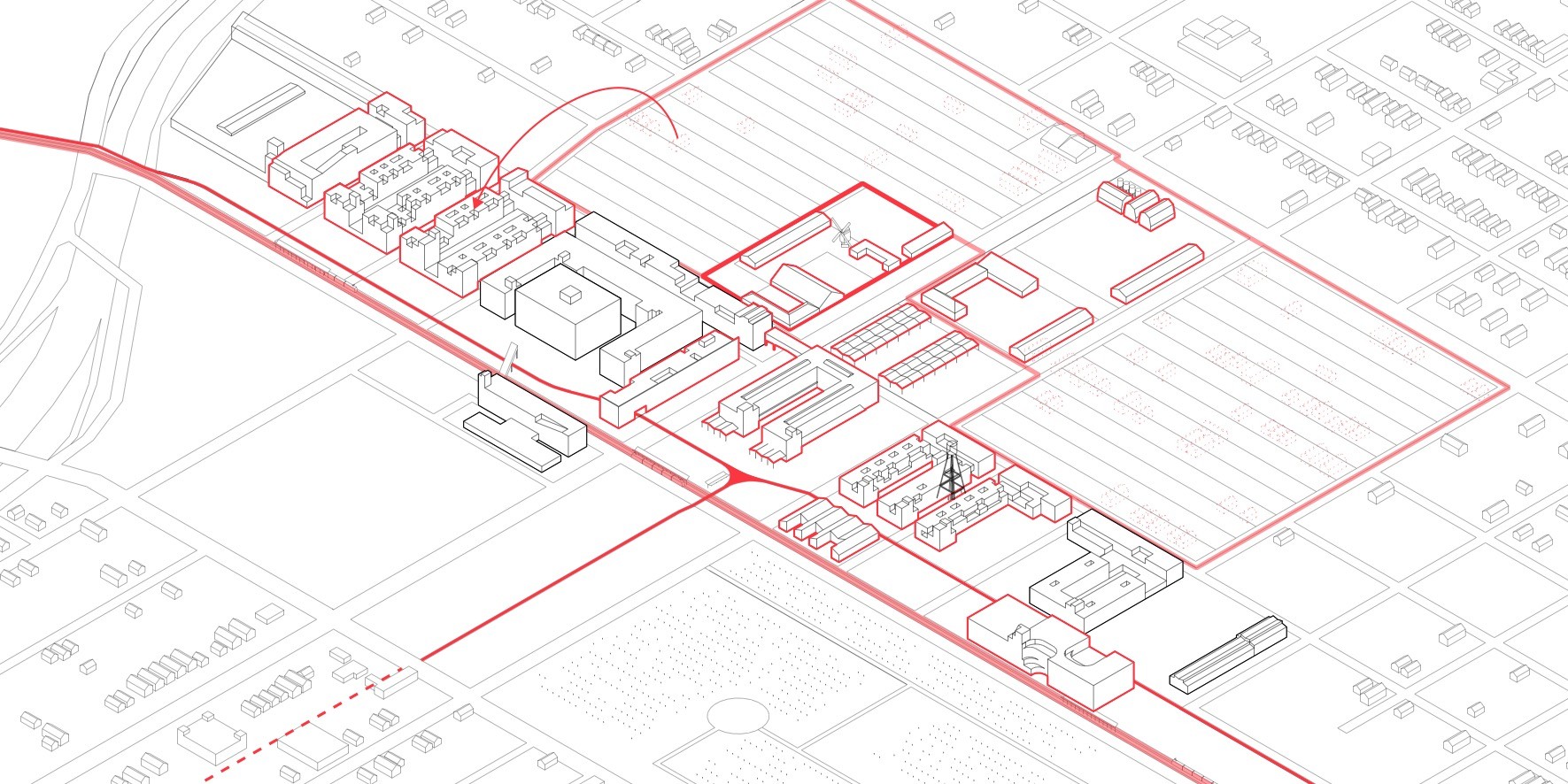 Connecting elements of the site with public transport and reinvesting in the neighborhood. Image Courtesy of Nadau Lavergne Architects