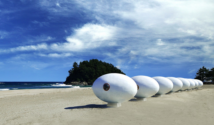 Yoon Space Design's Egg-Shaped Beach Pod Offers Shelter in Unexpected Places - Image 2 of 5