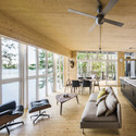 Cross-Laminated-Timber Cottage / Kariouk Associates - Interior Photography, Living Room, Chair, Beam