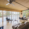 Cross-Laminated-Timber Cottage / Kariouk Associates - Interior Photography, Living Room, Beam, Chair