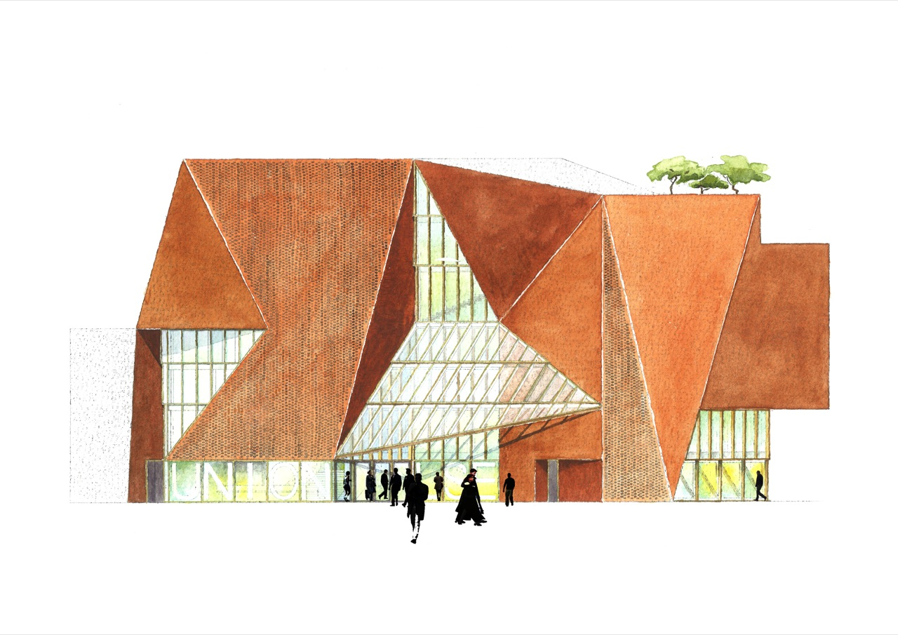 Elevation Watercolour, Saw Swee Hock Centre (London). Image © O'Donnell + Tuomey