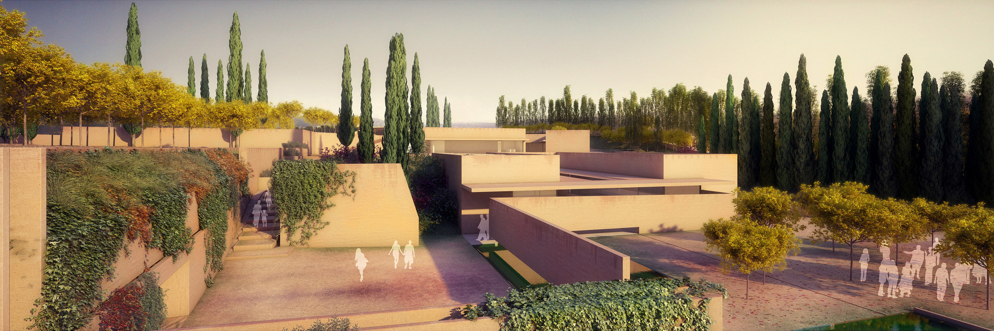 Exposição “Visões do Alhambra” mostra intervenção de Álvaro Siza em monumento histórico de Granada, Átrio Alhambra I Pátio Hera. Image © Alvaro Siza Vieira + Juan Domingo Santos; Render por LT Studios