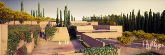 Exposição “Visões do Alhambra” mostra intervenção de Álvaro Siza em monumento histórico de Granada, Átrio Alhambra I Pátio Hera. Image © Alvaro Siza Vieira + Juan Domingo Santos; Render por LT Studios