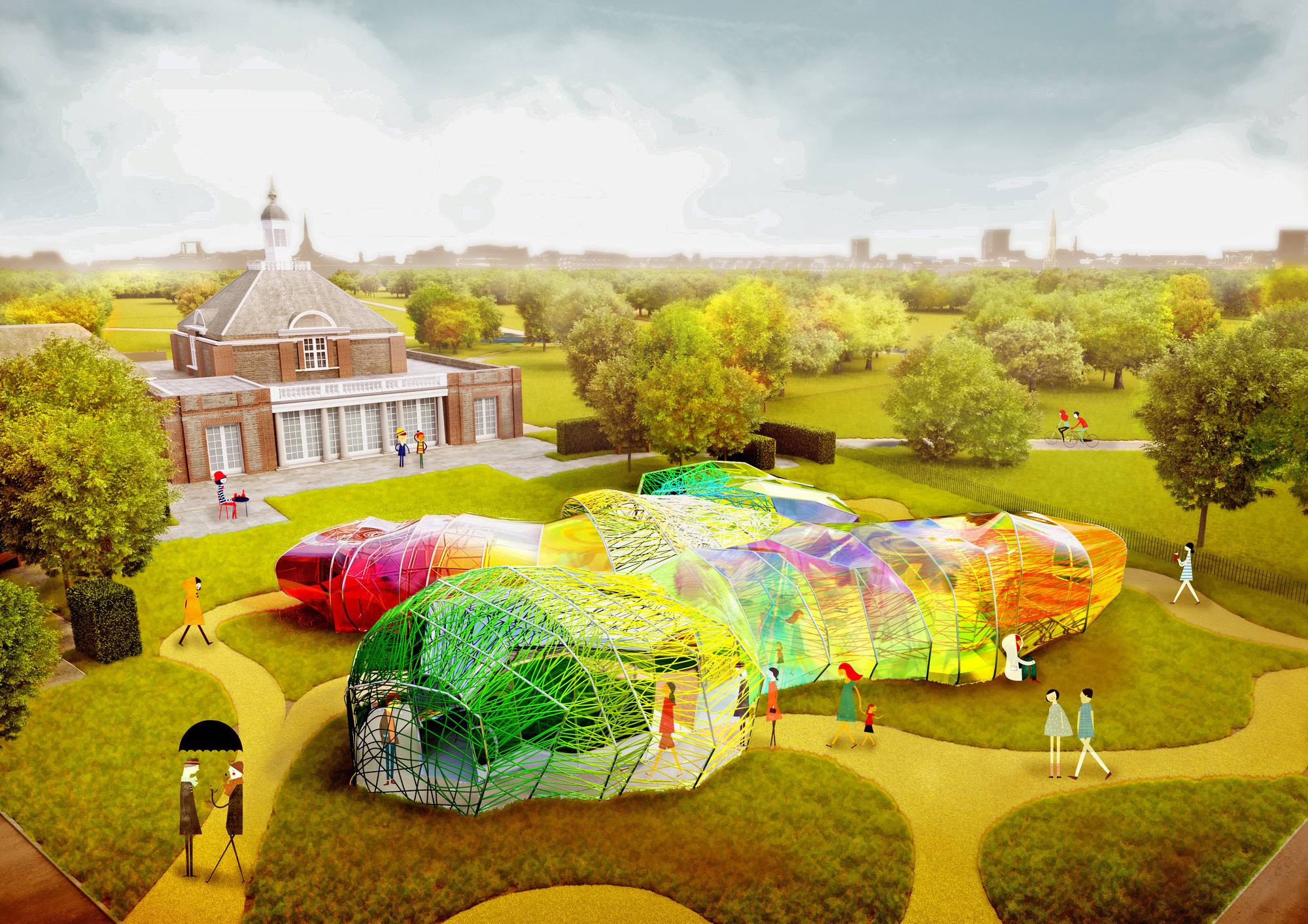 Serpentine Gallery Reveals SelgasCano's Colorful Design for 2015 Pavilion, Serpentine Pavilion designed by SelgasCano 2015, day view. Image © Steven Kevin Howson / SelgasCano