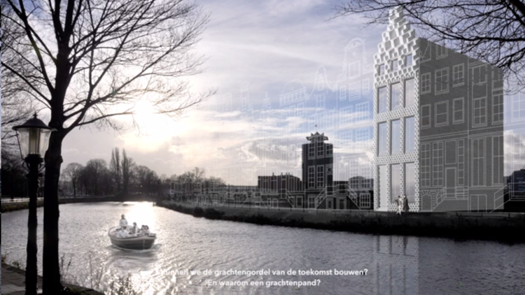 3D Print Canal House: em Amsterdam se levanta a primeira moradia feita a partir de blocos criados em impressão 3D. Imagem via Dus Architects