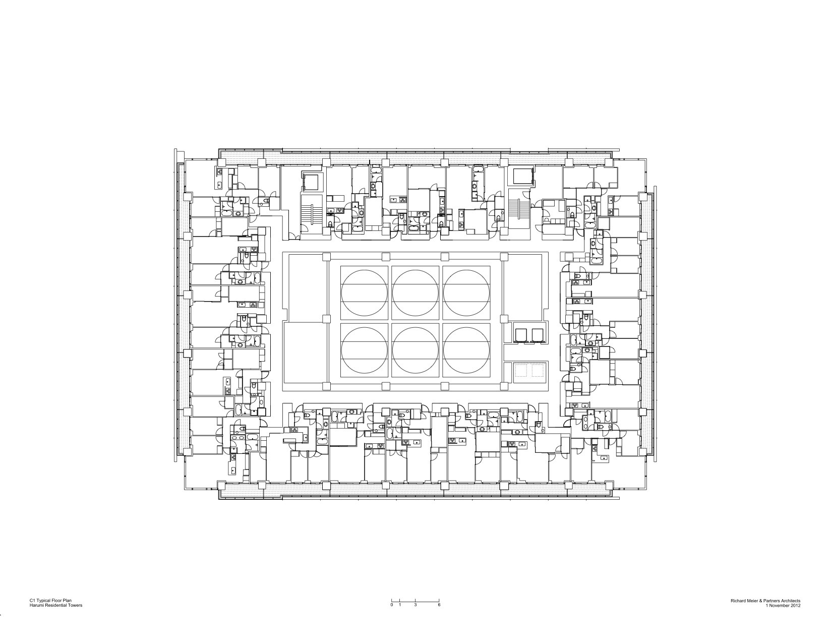 Harumi residential tower richard meier partners architects 11 16 typical floor plan