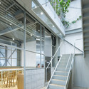 Blue Bottle Coffee Kiyosumi-Shirakawa Roastery & Cafe / Schemata Architects - Office Buildings, Stairs, Facade, Handrail, Beam