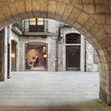 New Arquia Banca Office in Girona / Javier de las Heras Solé - Adaptive Reuse, Courtyard, Door, Facade, Column, Arcade, Arch