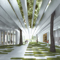 MenoMenoPiu Proposes a Circular Form for the House of Hungarian Music - Music Venue, Garden, Facade, Arcade, Column, Arch